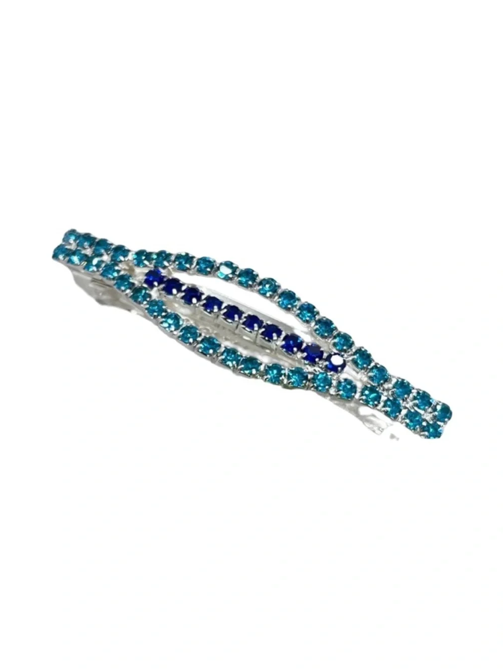 Blue Rhinestone Wave Barrette 3.0”FINAL PRICE DROP